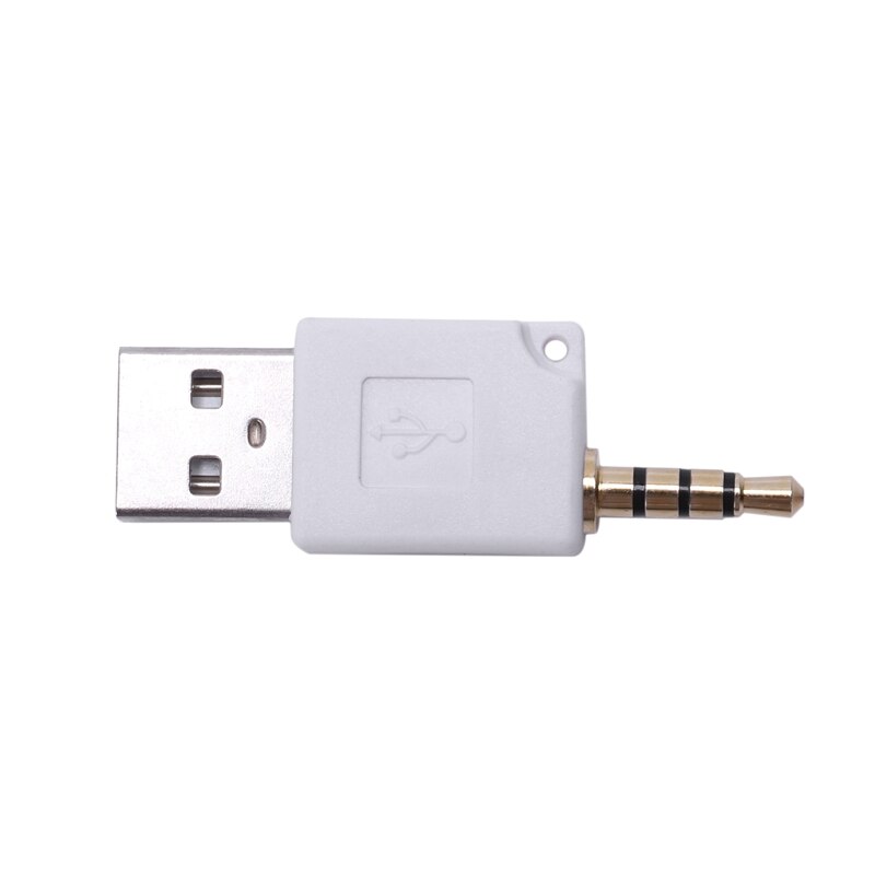 Vit usb 2.0 hane  to 3.5mm hane datasync laddare adapterkontakt för ipod shuffle 2nd 3rd: Default Title