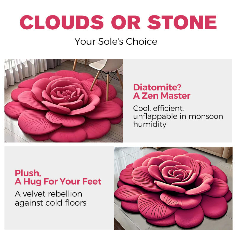 3D Fresh Flower Pattern Door Mats Alien Dirt-resistant Floral Plush & Diatomaceous Earth Floor Mat Bathroom Absorbent Anti-slip