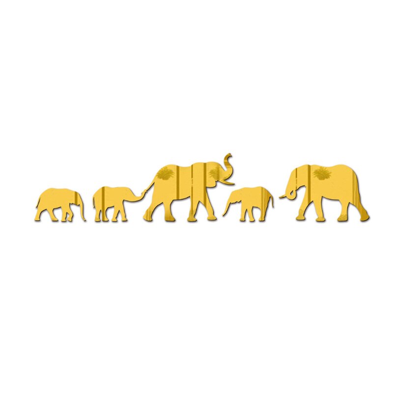 Olifant Spiegel Muursticker Home Eenvoudige Decoratie Woonkamer Tv Muur Decor Gouden Zwarte Olifant Decals Muur Spiegel Stickers: golden
