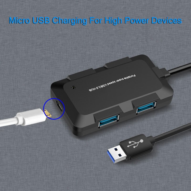 4 Ports USB3.0 Hub 5Gbps Super Speed Hab 750mm Cable Portable Black White Micro-USB Power Supply Splitter For Multi USB Devices