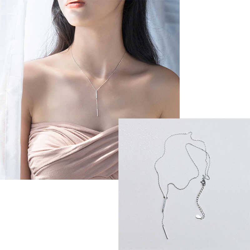 Inzatt Echt 925 Sterling Zilveren Zircon Hart Hanger Choker Ketting Vrouwen Minimalistische Fijne Sieraden Bohemen Accessoires: NY619CK