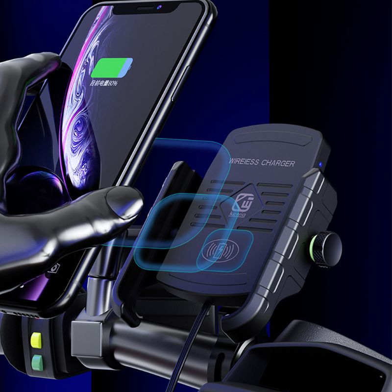Waterproof 12V Motorcycle Phone Qi Fast Charging Wireless Charger Bracket Holder Mount Stand for iPhone Xs MAX XR X 8