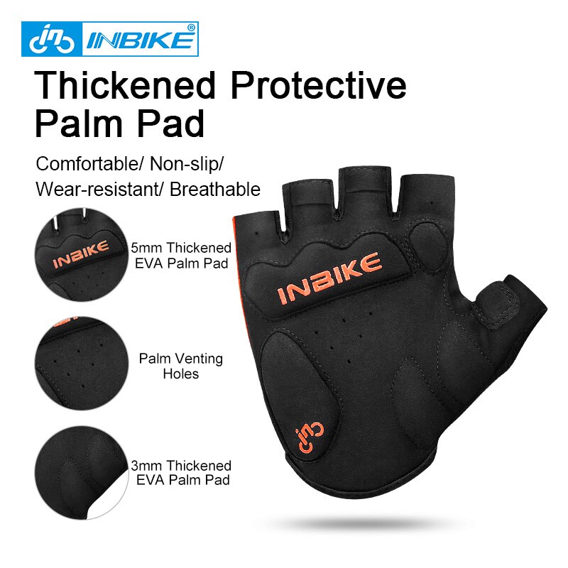 INBIKE Cycling Half Finger Gloves Summer Road Bike Gloves Men Women MTB Thickened Palm Pad Fitness Sports Bicycle Gloves BH008