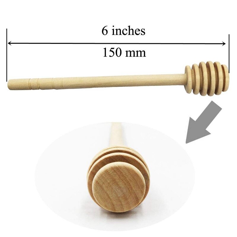 NHBR-20 stuks 6 inch Draagbare Houten Jam Honing Dipper Honing Stick voor Honing Jam Pot Pot Doseer