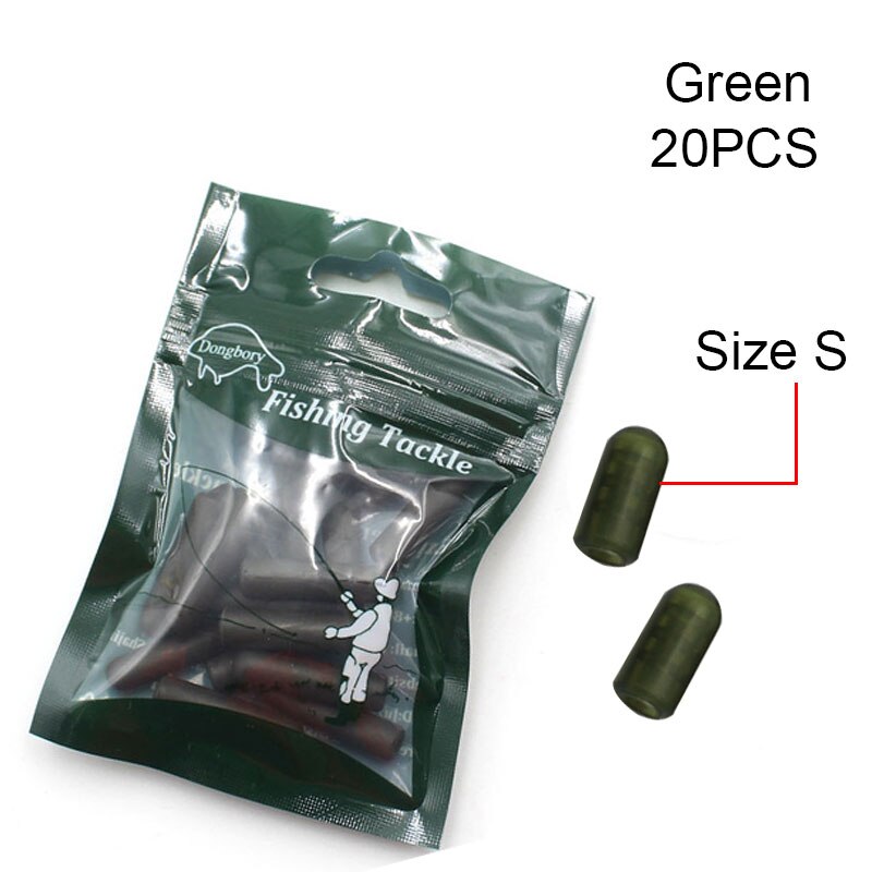 Perles d&#39;amortisseur de choc en caoutchouc pour pêcher la carpe,accessoires de pêche constitués de tampons de 12 à 25mm avec plateforme, 20 pièces,: 20PCS green Size S