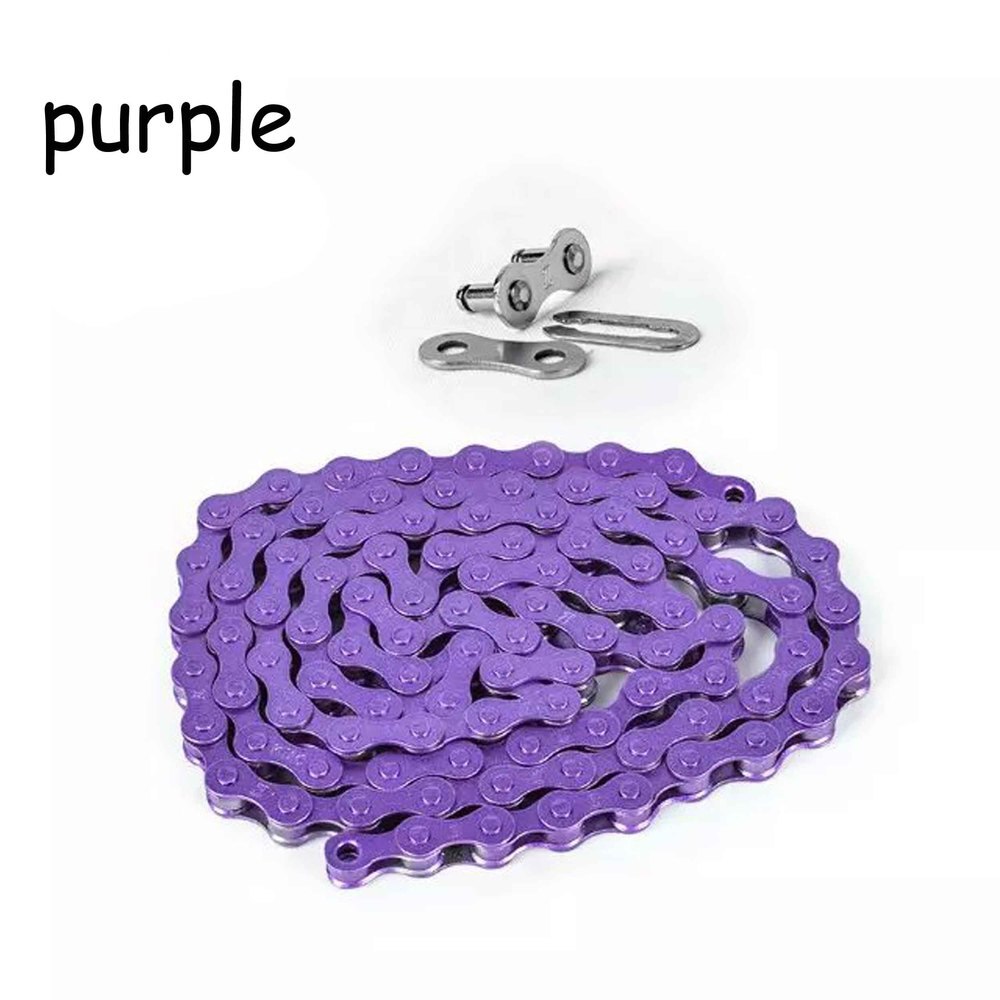 Fixed gear track bike bicycle chain single speed chain magic button chain colorful 98 links CZC004: Purple 