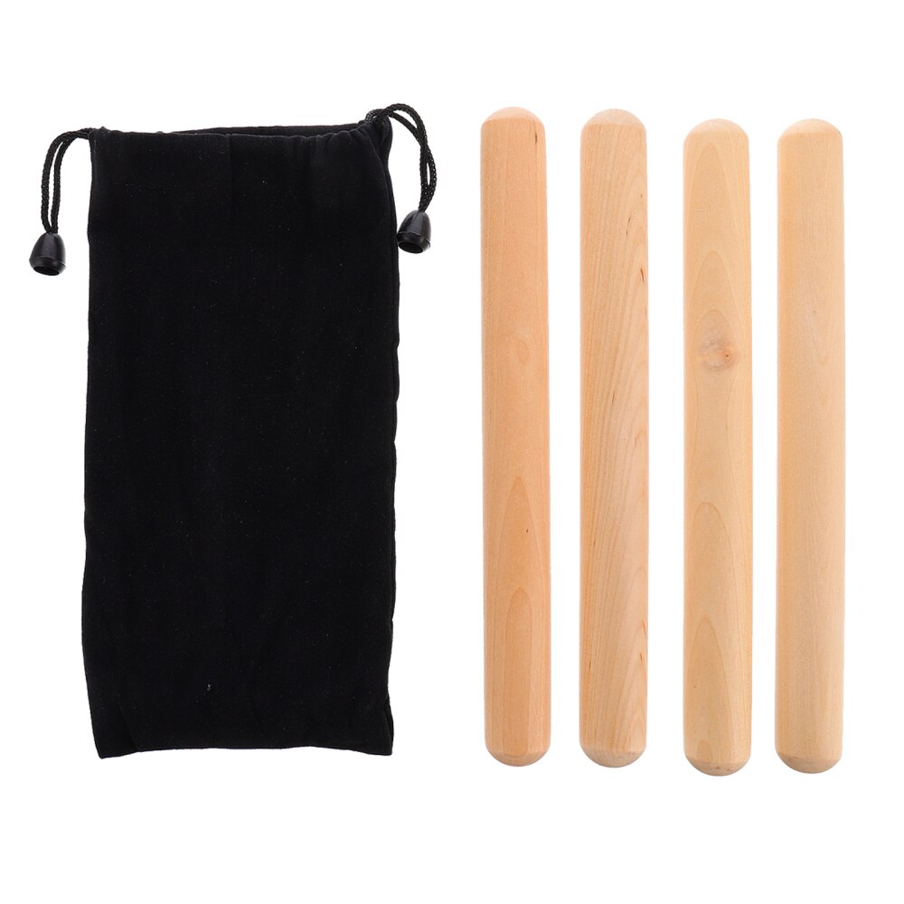 1 Set Rhythm Stick Portable Durable Musical Percussion Instrument Wood Claves Lummi Stick with Bag for Kids