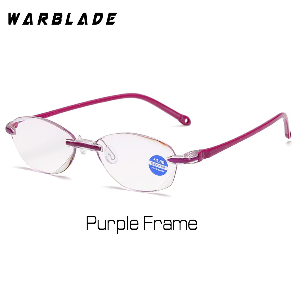 WarBLade Women&#39;s Half Metal Frame Lenses Reading Glasses Femal Eyewear +0.5 +0.75 +1.0 +1.5 +2.0 +2.5 +3.0 +3.5 +4.0: +150 / purple