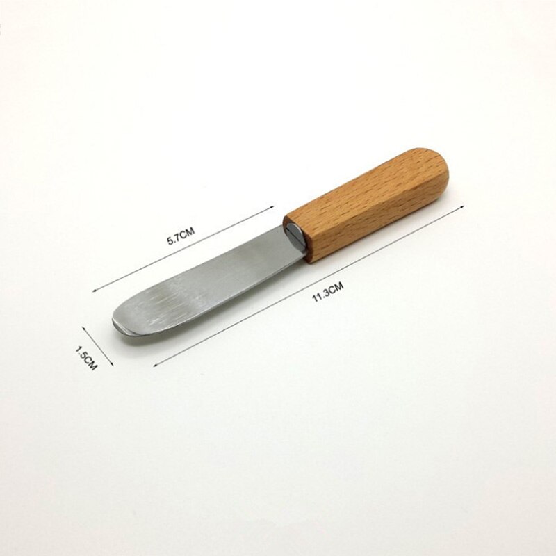 1Pc Mini Stainless Steel Spatula Scraper Knives Breakfast Sandwich Cheese Slicer Spreader Butter Knife Cutter with Wooden Handle: A