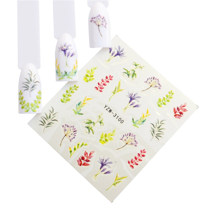 WUF 12 pièces autocollant pour ongles fleur filigrane curseur définit coloré vernis décalcomanies enveloppes pour manucure Nail Art accessoire