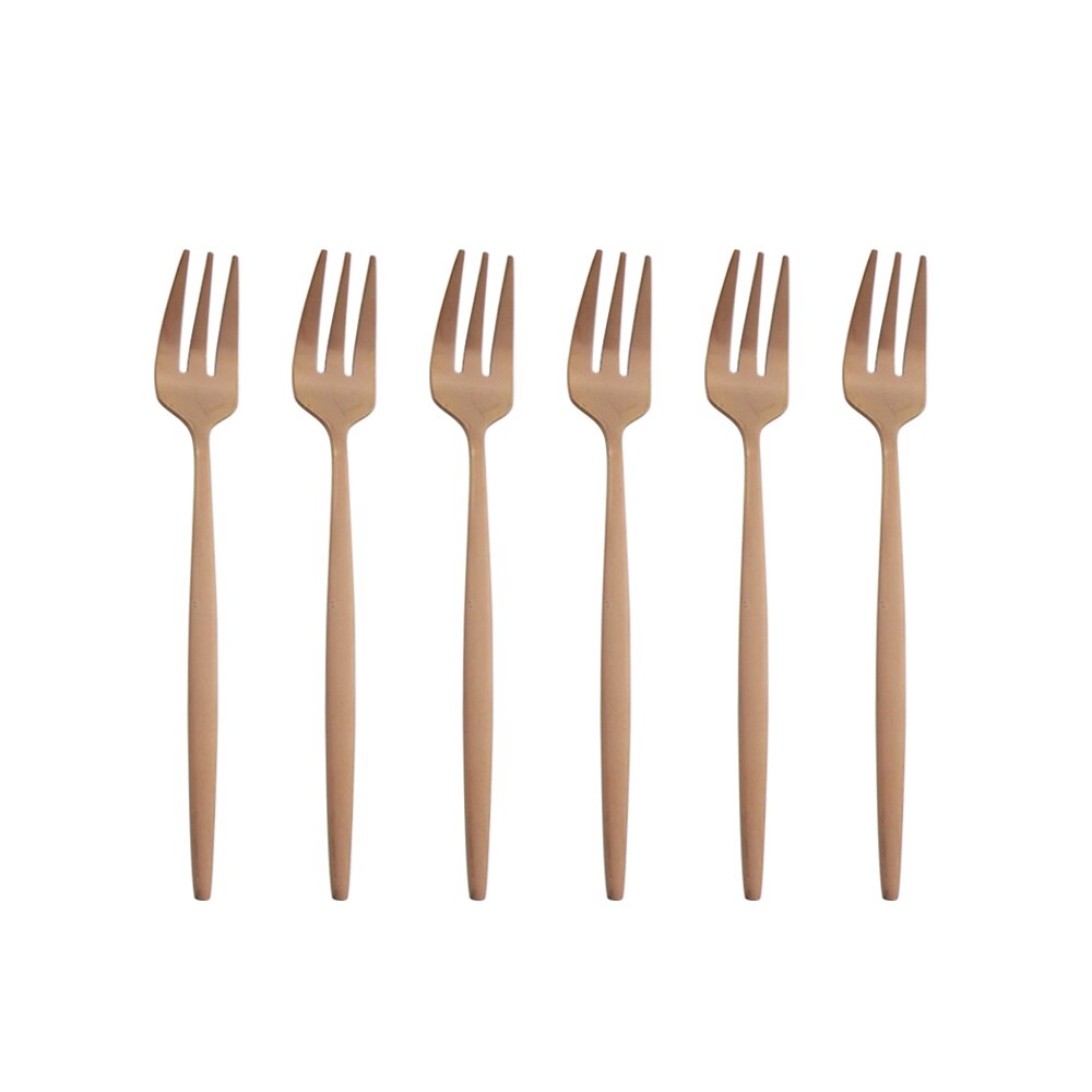 Ensemble de fourchettes à fruits en acier inoxydable, petite fourchette à Dessert en or blanc, ensemble de fourchettes à thé pour gâteau, fourchette à salade, service de couverts 6 pièces: Rose