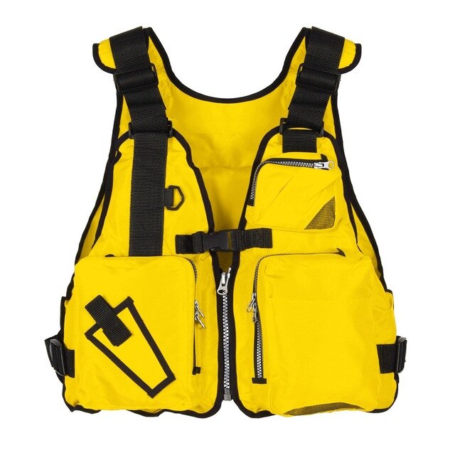 Adult Life Jacket Adjustable Multi Pocket Lifejacket Buoyancy Safe Sailing Kayak Canoeing Fly Fishing Watersport Aid Vest: YELLOW
