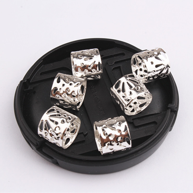 10 unids/lote 6x9mm cuentas doradas y plateadas, cuentas ajustables para trenzas de pelo, anillos trenzados para el cabello, Clips para puños, tubos, herramienta de estilismo de joyería: Marfíl