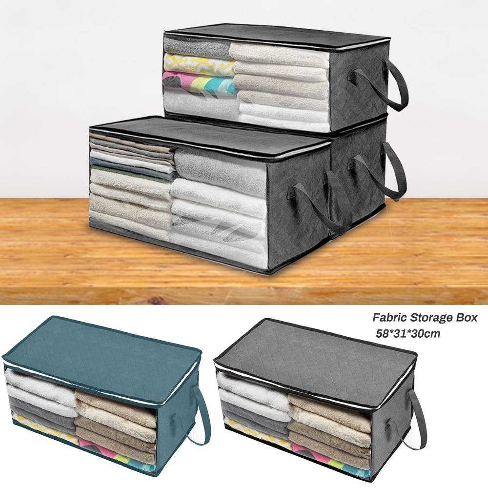 Boîte de rangement en tissu Non tissé | Boîte de rangement en tissu Non tissé pliable, boîte de rangement à fermeture éclair, organisateur à fenêtre transparente avec poignées