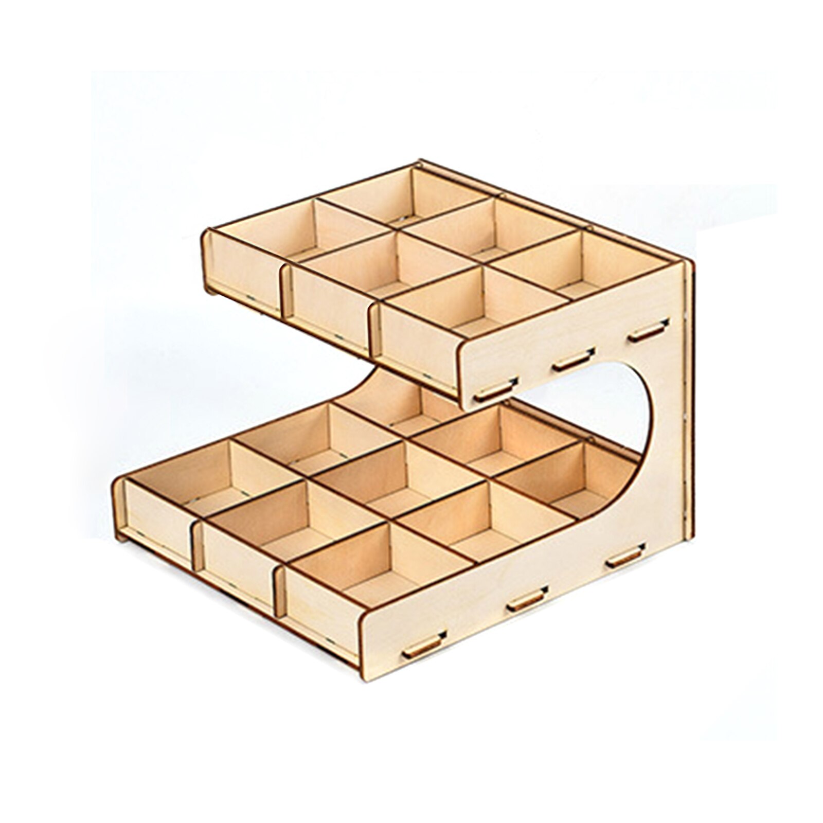 2 Tiers 15 Holes DIY Wooden Modular Paint Rack Multifunction Paint Tool Holder Model Building Tool Sets Storage Organizer