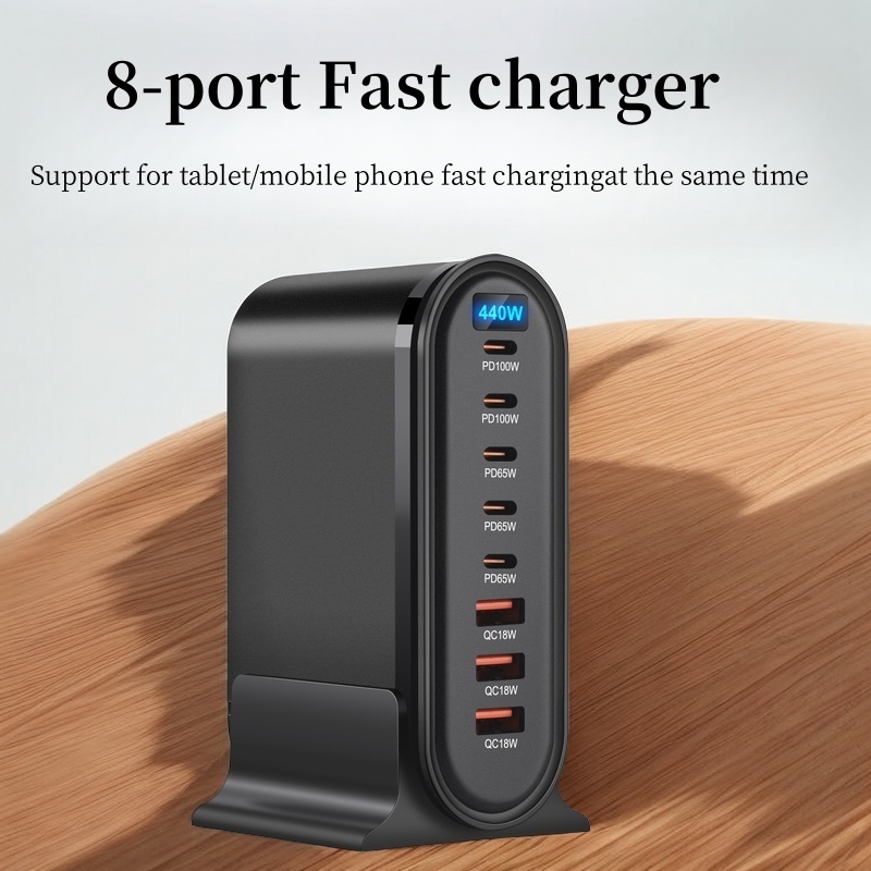 440w- scherm galliumnitride oplader multi-port usb snellader 5c 3a krachtige desktop laadstation