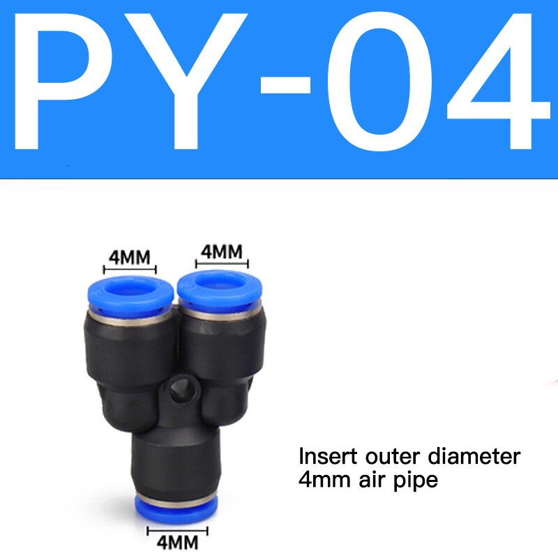 Connecteur de raccord pneumatique, tube de type Y, 3 voies, joint à pression rapide, PY-6 PY-4 PY-8 PY-10 PY-12, 1 pièce: Transparent