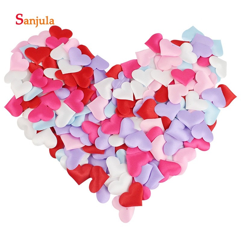 200 Peças da Forma Do Coração Pétalas de Rosa 2019 Recém Acessórios Para Festa de Casamento Decoração Artificial 2 cm * 2 centímetros Pano Esponja mariage RS04