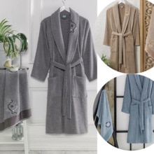 100% Katoen Badjas En Handdoek Set Lange Dikke Badstof Voor Man Bad Zachte Ontspannen Dressing Gown Bruidsmeisje Gewaden Absorberende Dressing Winter herfst gekleurde maat L / XL badjas plus man kamerjas bruidsmeisje g