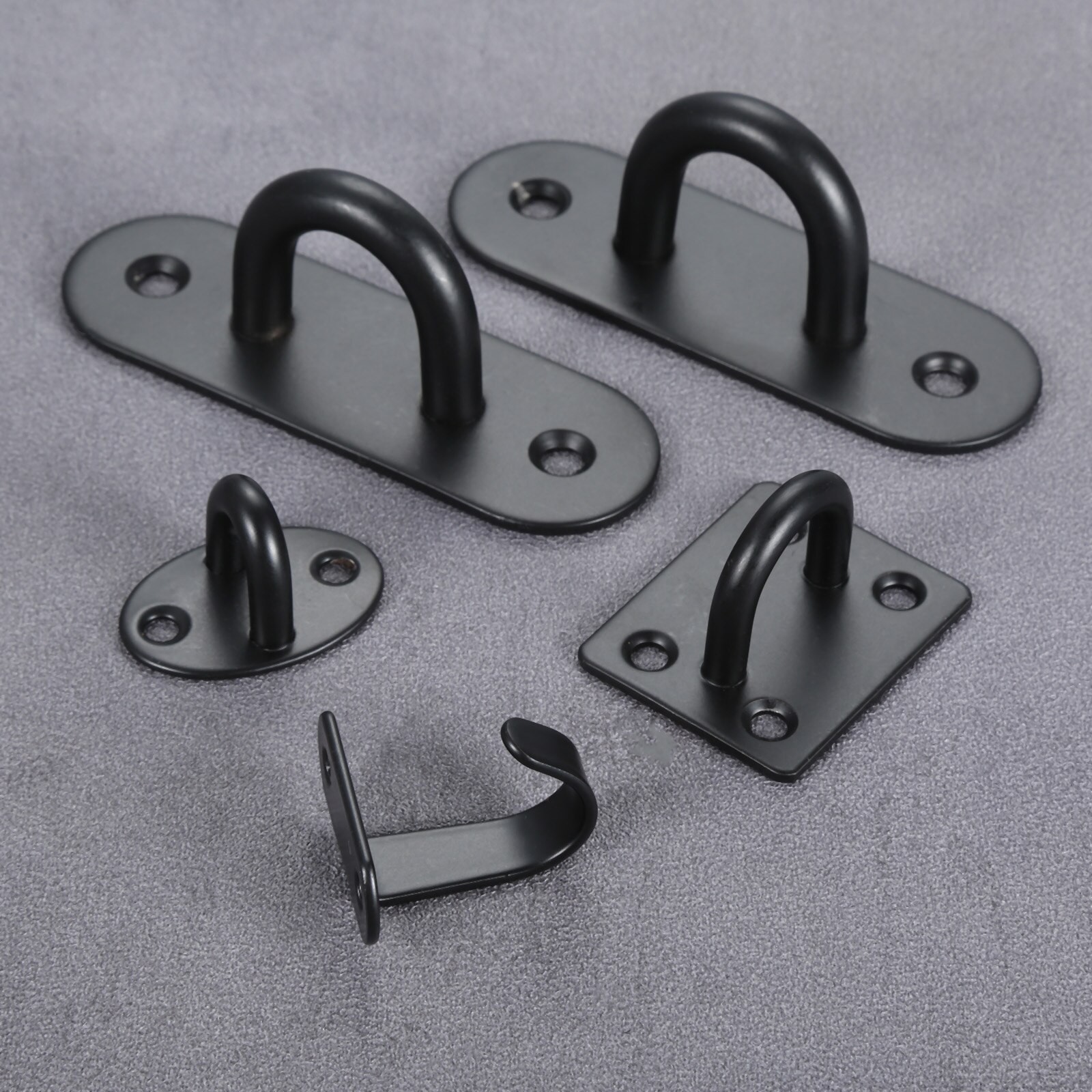 10/5 pcs Ceiling Mount Hook Stianless Steel Wall Hanger U-shape Ring Top Base Haning Fan/Chandelier/Plant Decor Black w/screws