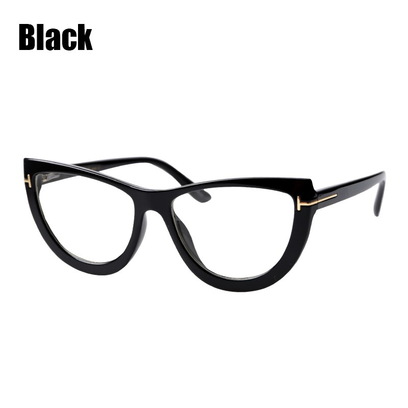 SOOLALA Oversized Cat Eye Eyeglasses Frame Womens Spring Hinge Clear Lens Female Myopia Optical Computer Transparent Glasses: Black