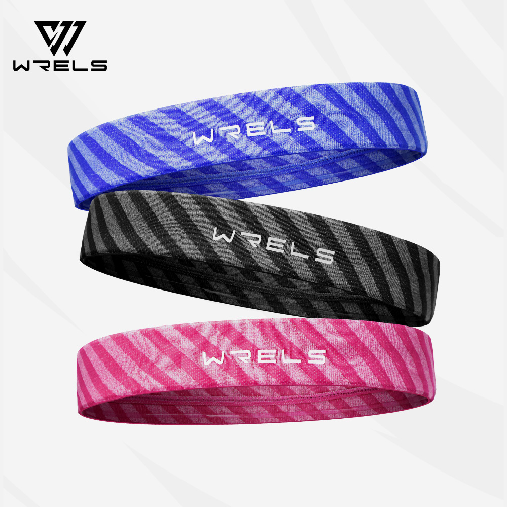 WRELS Sporthoofdbanden Antislip Vochtafvoerende Workout Zweetbandjes voor Hardlopen Yoga Sneldrogende elastische zweethaarband