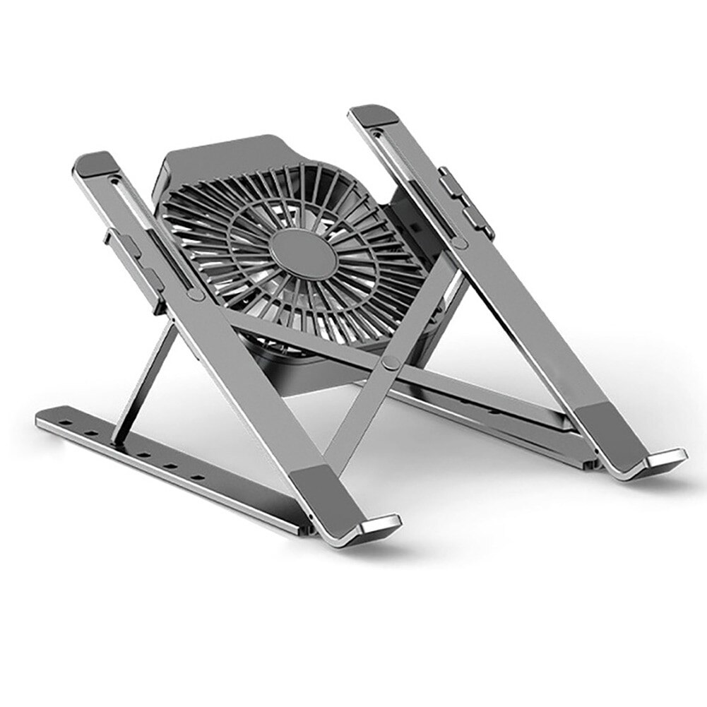 Portable Laptop Stand With Cooling Fan Foldable Stand Adjustable Aluminum Alloy Notebook Holder For MacBook: Gray