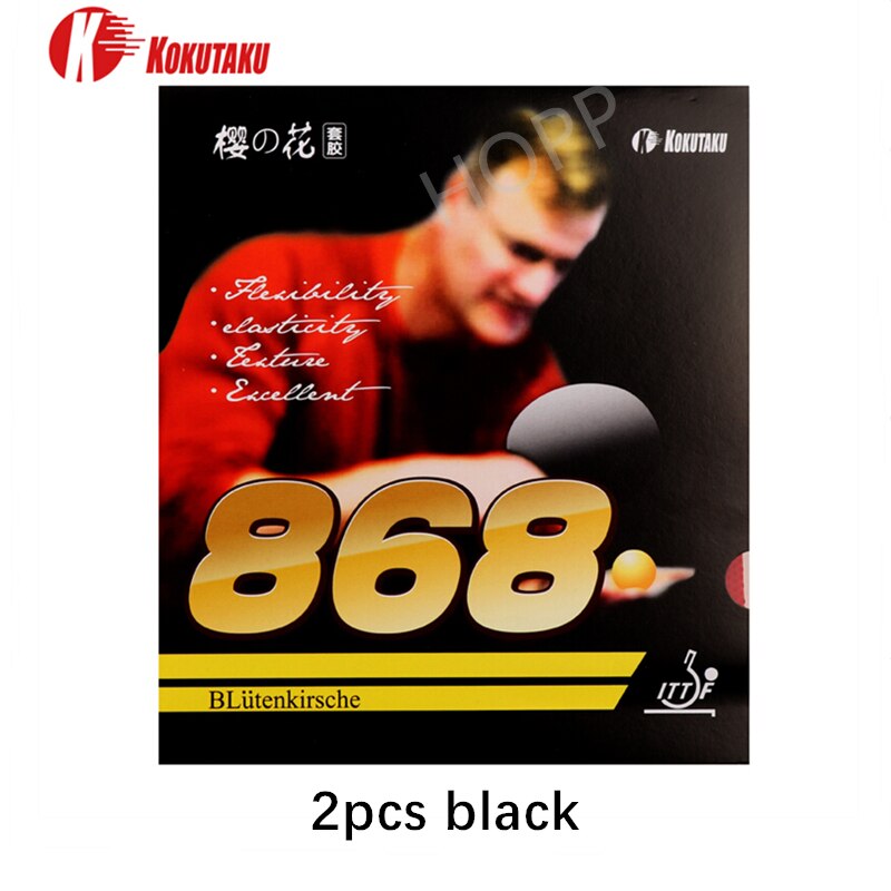 2 stücke KOKUTAKU 868 Tischtennis gummi Pips-in Original KOKUTAKU Klingeln pong schwamm: 2Stck Schwarz