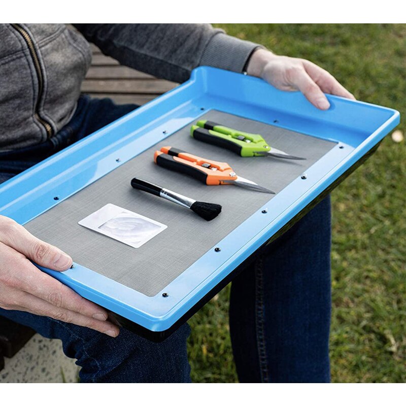 SUPER BUD Trimming Tray Trim Bin Set For Buds And Herbs 150 Micron Screen Pollen Sifter Kief Collector Durable 2-Tier Tray