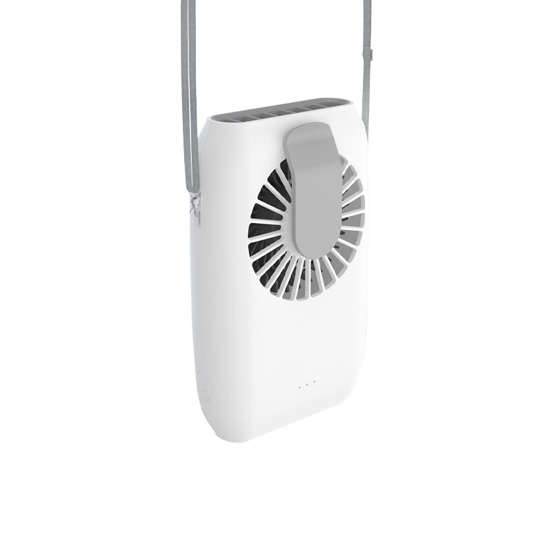 Mini ventilador de cintura colgante con carga USB para el cuello, portátil, multifunción, de escritorio, pequeño, para viajes al aire libre: White