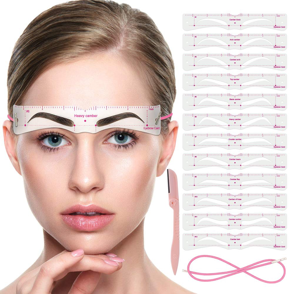 1Set Eyebrow Grooming Shaping Template Eyebrow Magic Makeup Eye Brow Class Drawing Guide Eyebrow Stencil Card Template Helper