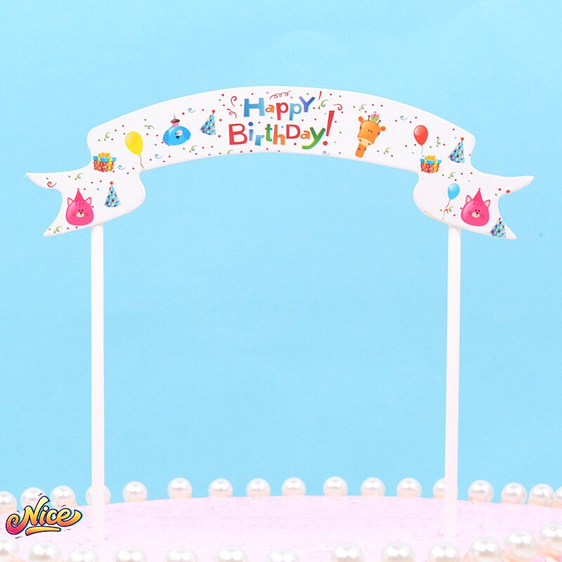 5 unids/lote Topper para tarta de feliz cumpleaños decoración signo Topper de la torta de cumpleaños insertar chica sirena cumpleaños postre Decoración: animal