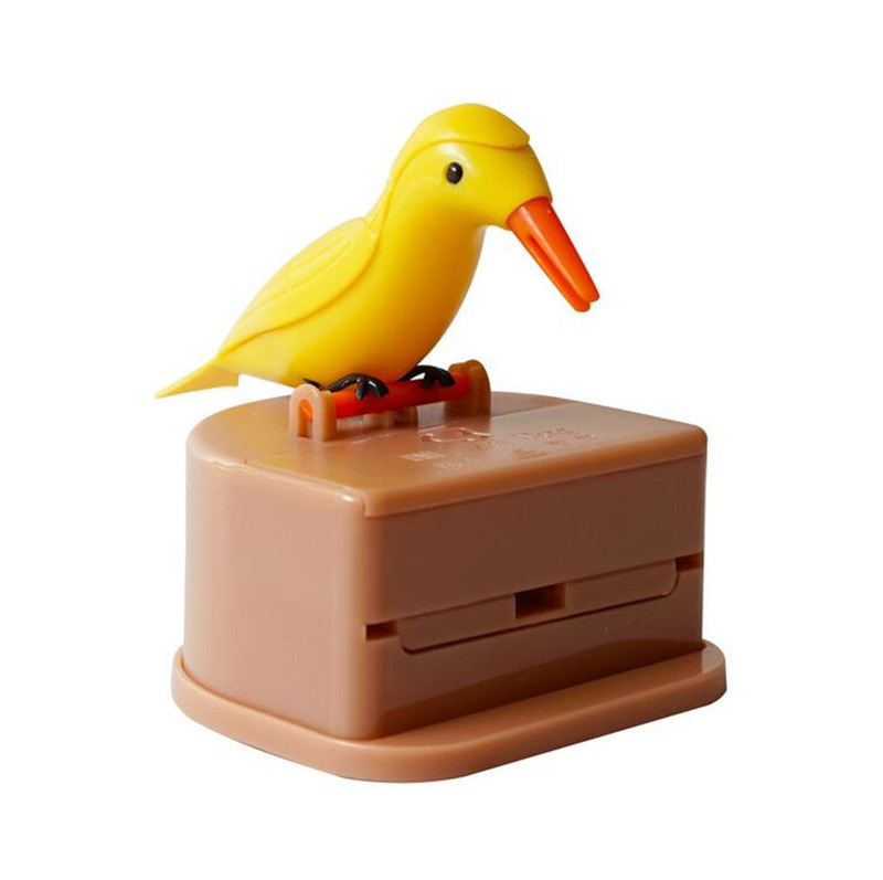 Tandenstoker Box Dispenser Automatische Vogel Leuke Hummingbird Stash Tandenstoker Pers-Type Secret Tandenstoker Pot Schoonmaken Tanden Gereedschappen: yellow