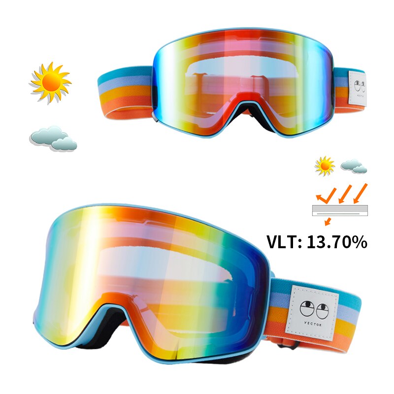 VECTOR Ski-Gafas de esquí de doble capa UV400, con protección UV antiniebla, gafas de esquí grande, gafas de Snowboard para hombre y mujer: Colour 5