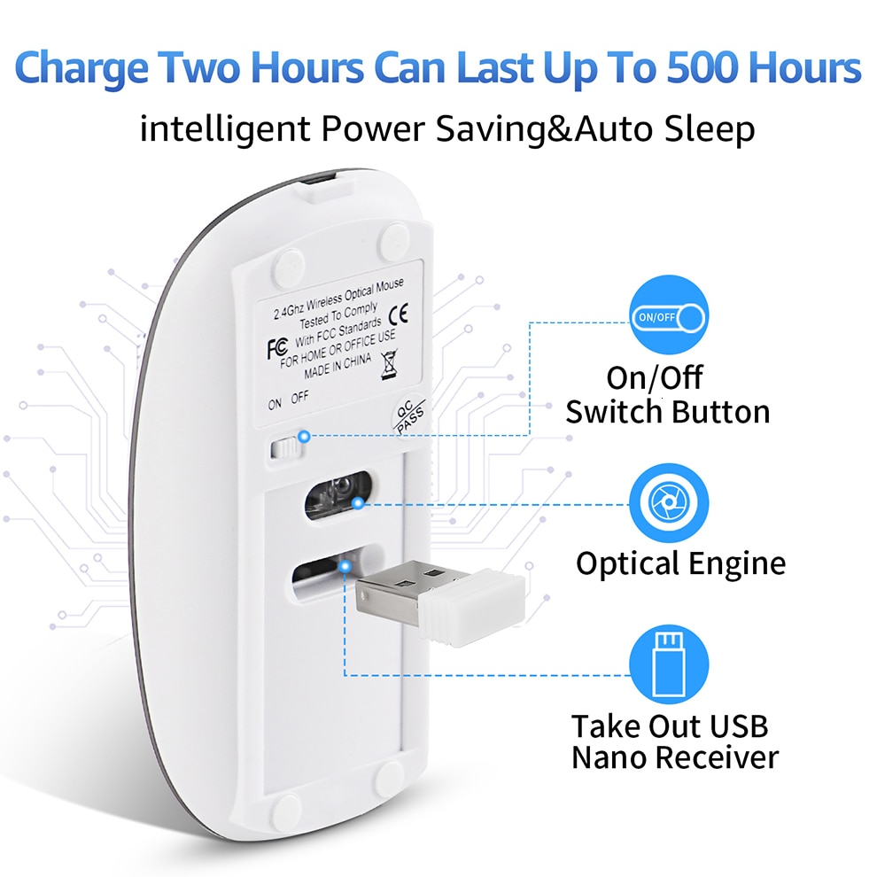 Jelly Comb Rechargeable Bluetooth 4.0+2.4G Wireless Mouse Dual Mode Metal Noiseless Silent Mice for Notebook PC Laptop MacBook