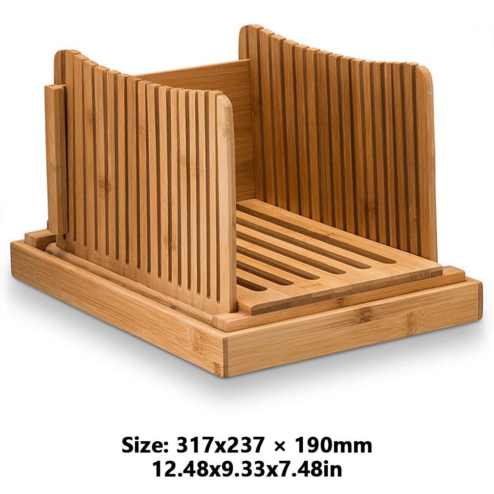 Nature Bamboo Bread Slicer For Homemade Bread Foladable & Compact Toast Cutting Board Guide Adjustable 3 Thickness Cutter