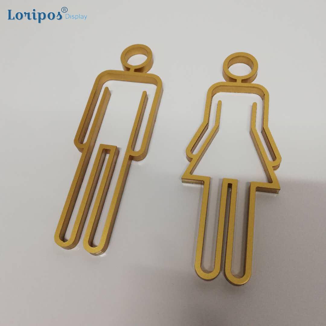 Abs toalett symbol klebende støttet bad toalett dørskilt for hotell, kontor, hjem, restaurant (gull)