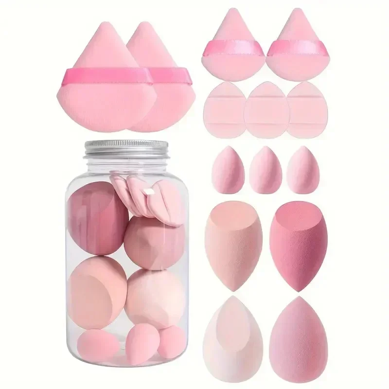 12/14 pçs esponja de maquiagem cosméticos puff fundação esponjas liquidificador beleza ovo pó puffs compõem acessórios ferramentas de maquiagem feminina: Branco