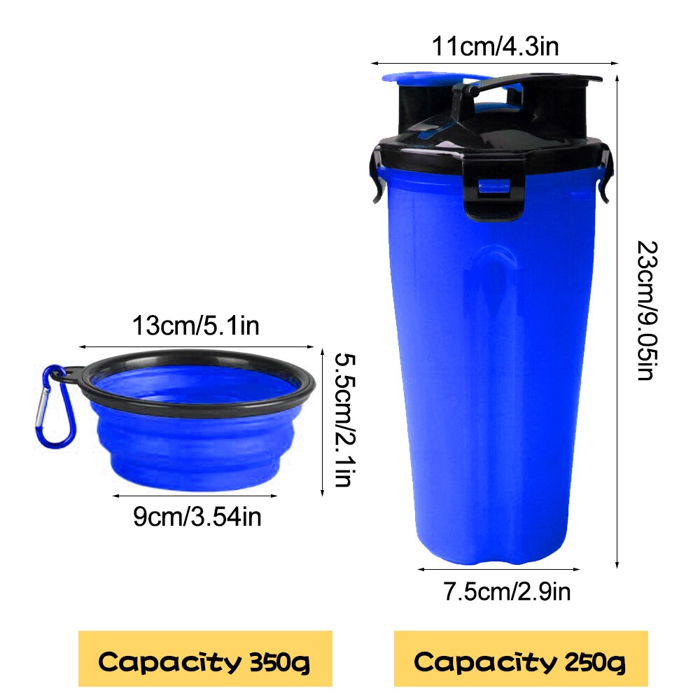 Matka lemmikkieläinten vesipullo koiran juoma-annostelija kulho 2 in 1 kannettava koiran muki 350ml/12oz vesi- ja 250g välipalaruokaastialle  #15: 11