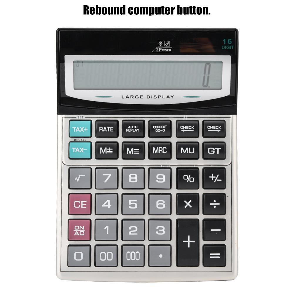 Style Large Button 16-bit Display Calculator CT-9616 ABS Metal Dual Power Supply Solar Energy