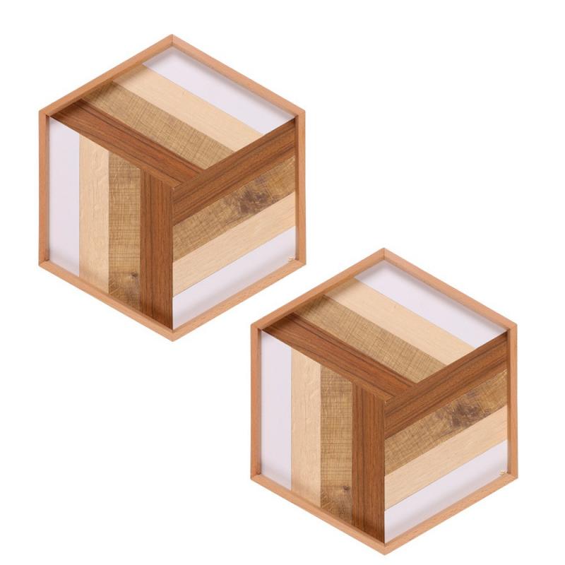 Bonbela Wanddecoratie Zeshoekige geometrische wandplank