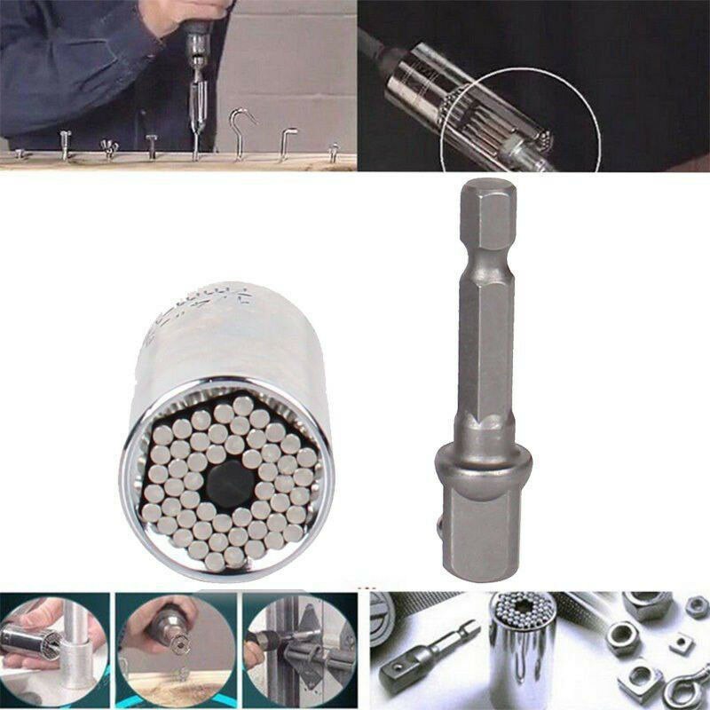 2 pcs 7-19mm Universal Socket Electric Drill Adapter Tool Drive Adapter Multi-Function Ratchets Sockets Universal Sleeve