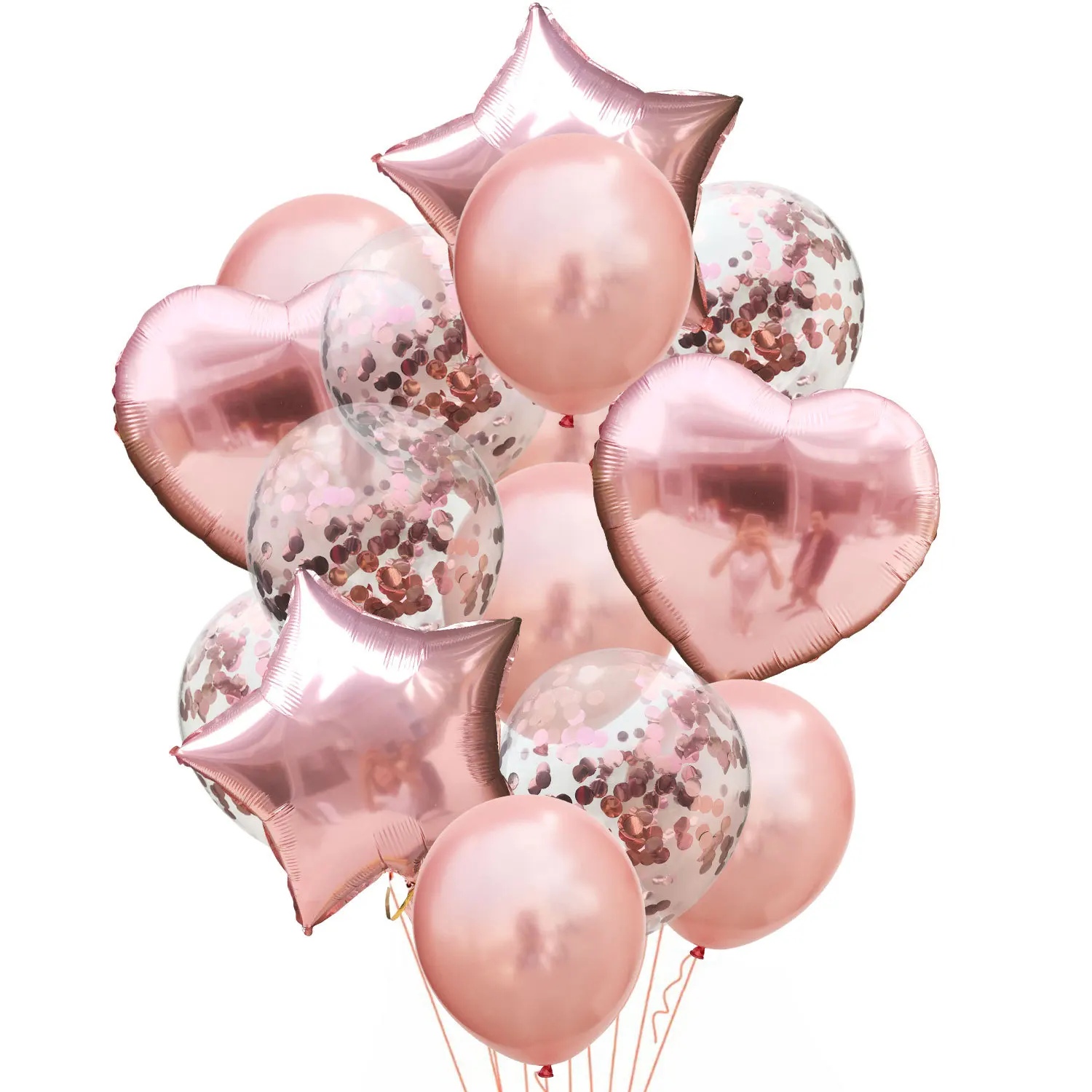 10/14 pçs mix rosa balões coração estrela rosegold confete balão festa de aniversário decorar crianças adulto bolas de ar casamento globos