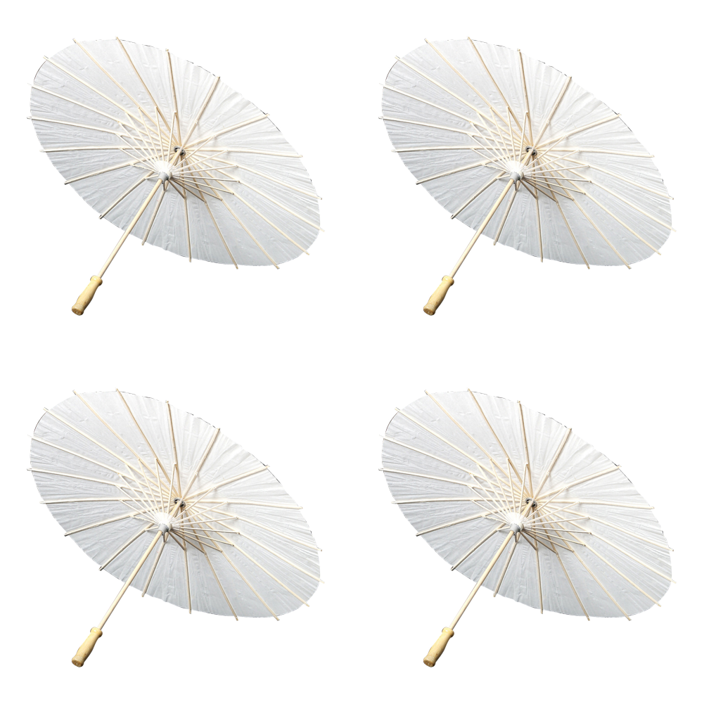 30-1PCS Wit Papier Parasol Paraplu DIY Foto Cosplay Prop Bamboe Paraplu Voor Bruiloft Zomer Strand Decor: WHITE