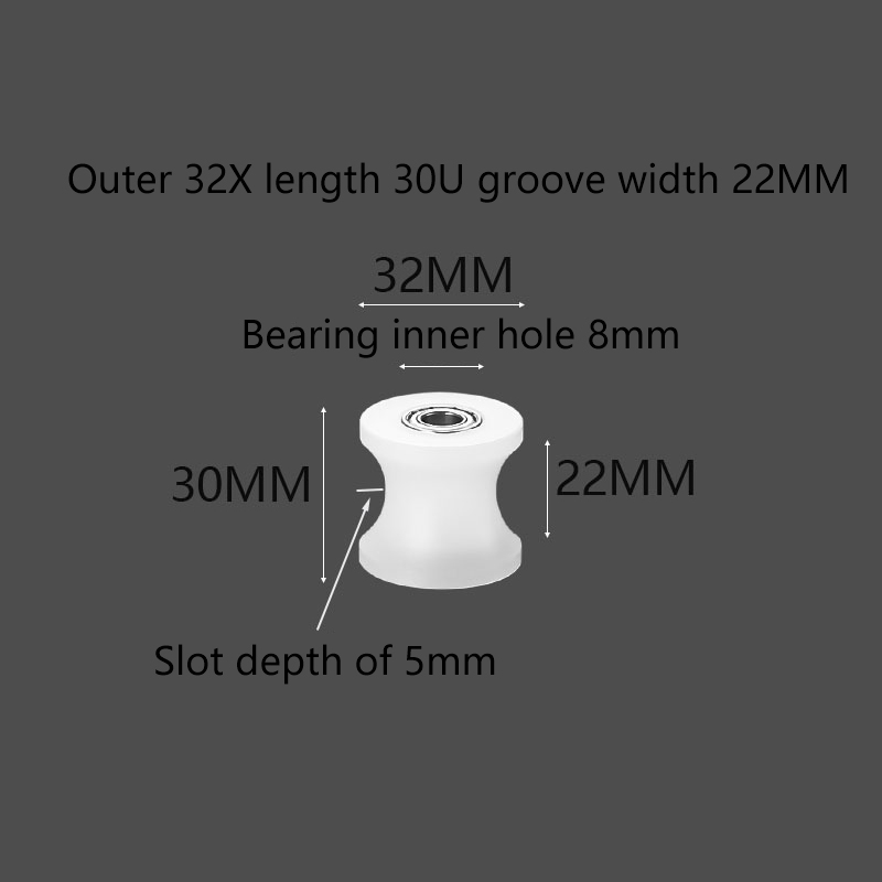 1Pcs Nylon U-groove Bearing Roller Track Wheel Guide Roller Support Roller Door Window Sliding Door Mechanical Pulley: Bronze