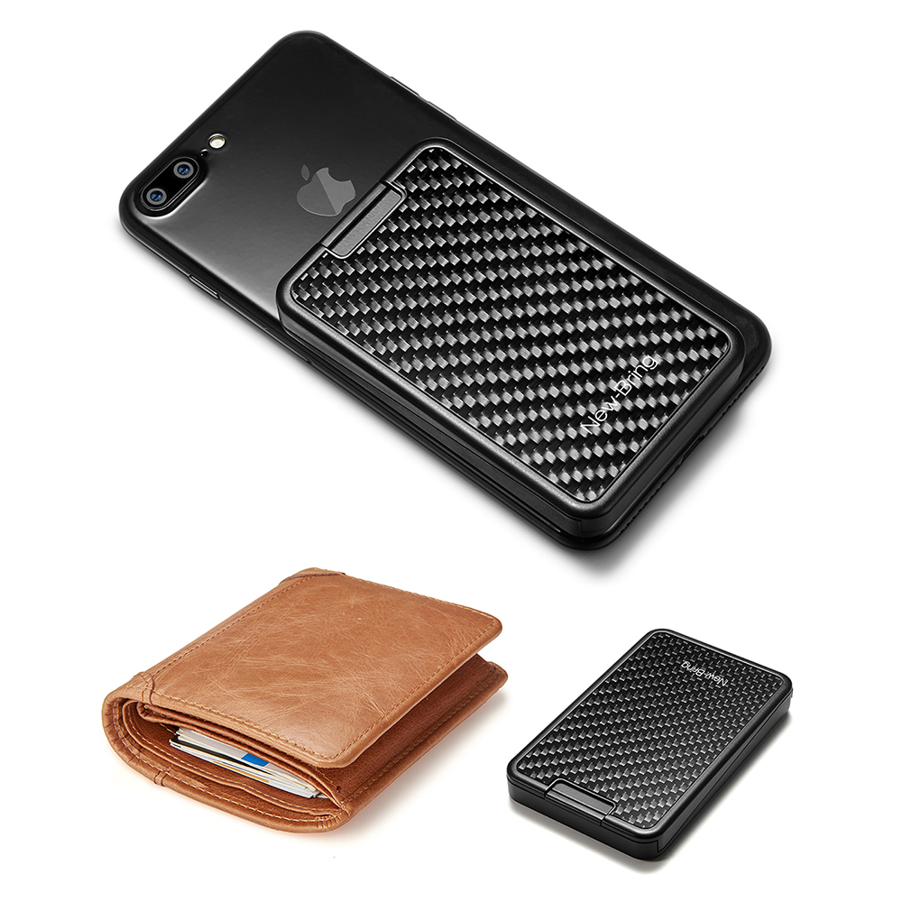 Slide Card Holder Slim Wallet Card Case With Carbon Fiber RFID Blocking Men Women Male Female
