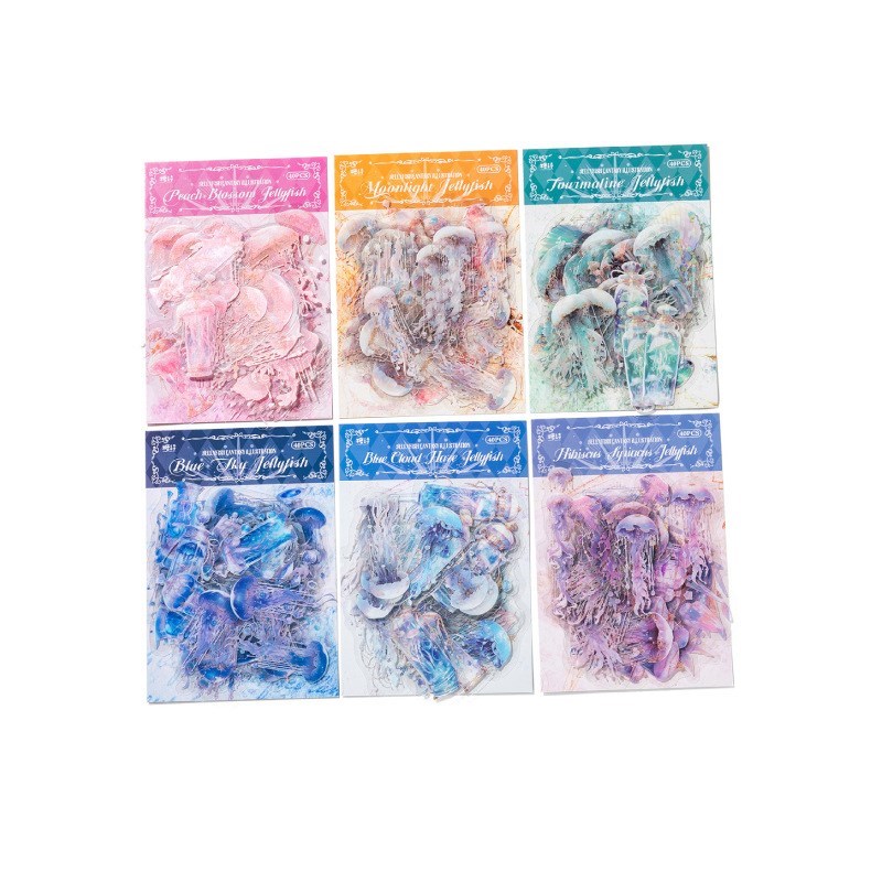 impostato di 40 adesivi con meduse carine, decalcomanie decorativo impermeabili trasparenti in animale domestico per scrapbooking, album, diario, pianificatore