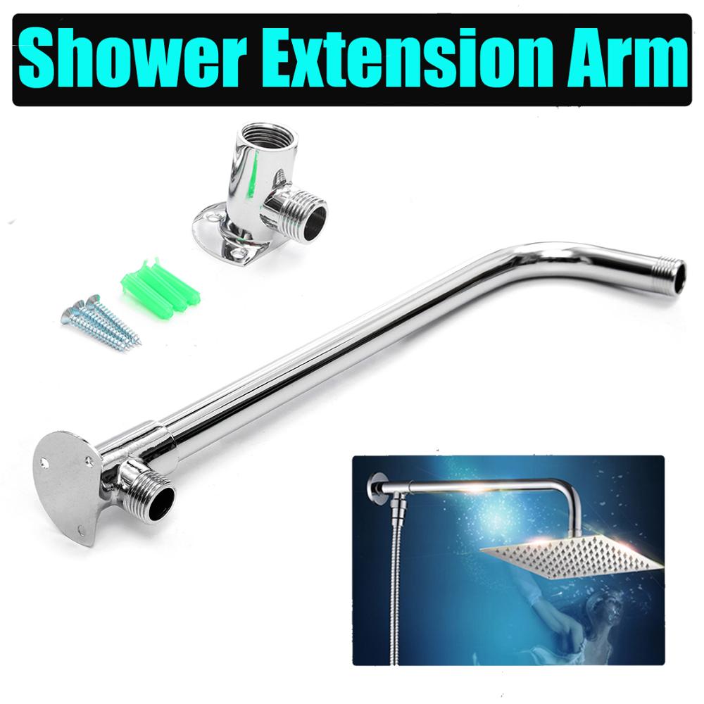 Stainless Steel Solid Brass Chrome Bottom Entry Hose Wall Mounted Shower Head Pipe Bathroom Rain Shower Head Extension Arm Pipe