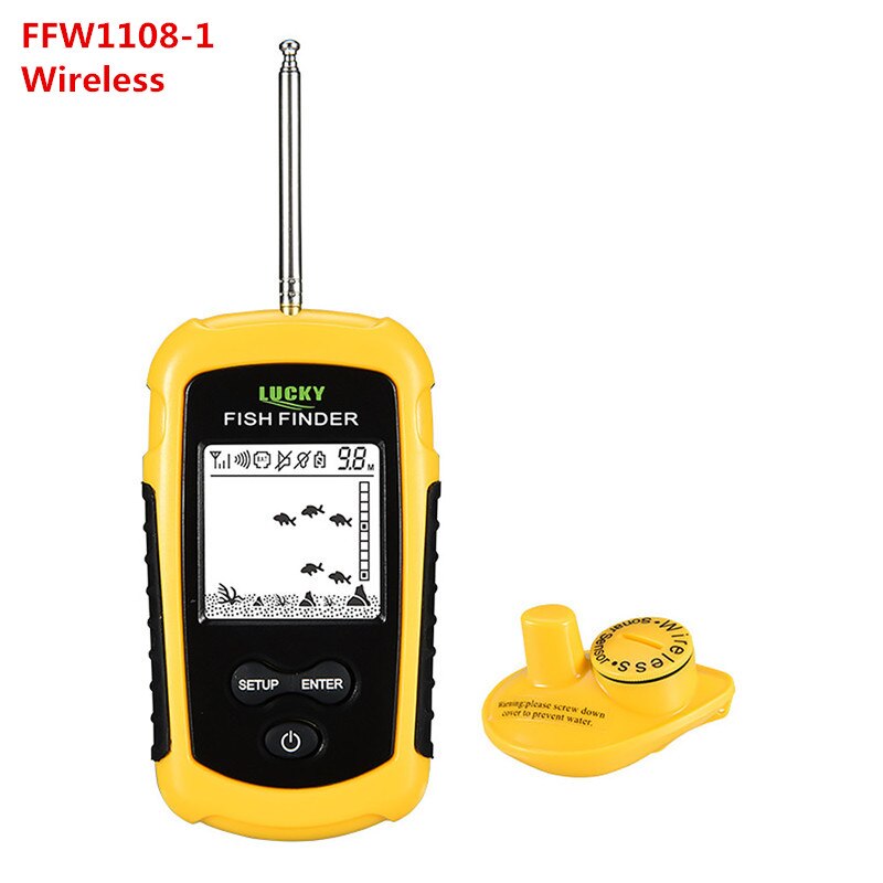 Lucky Portable Wireless Fish Finder Sonar Sensor Transducer Echo Sounder Alarm Detector 40m Depth Fishfinder Sea: FFW1108 1