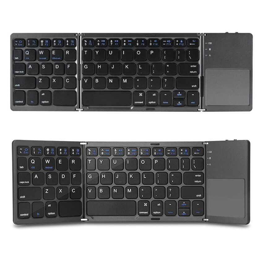 Bluetooth-kompatibel Tastatur, Klapp Tastatur mit Empfindliche Touchpad (Sync Bis zu 3 Geräte), tri-Gefaltet Fodable Tastatur